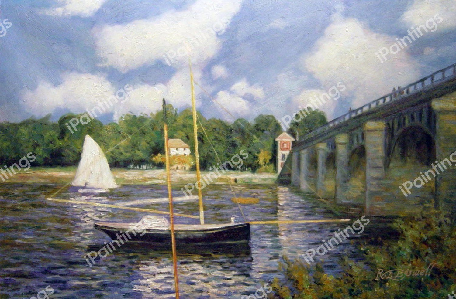 The Road Bridge At Argenteuil. The painting by Claude Monet