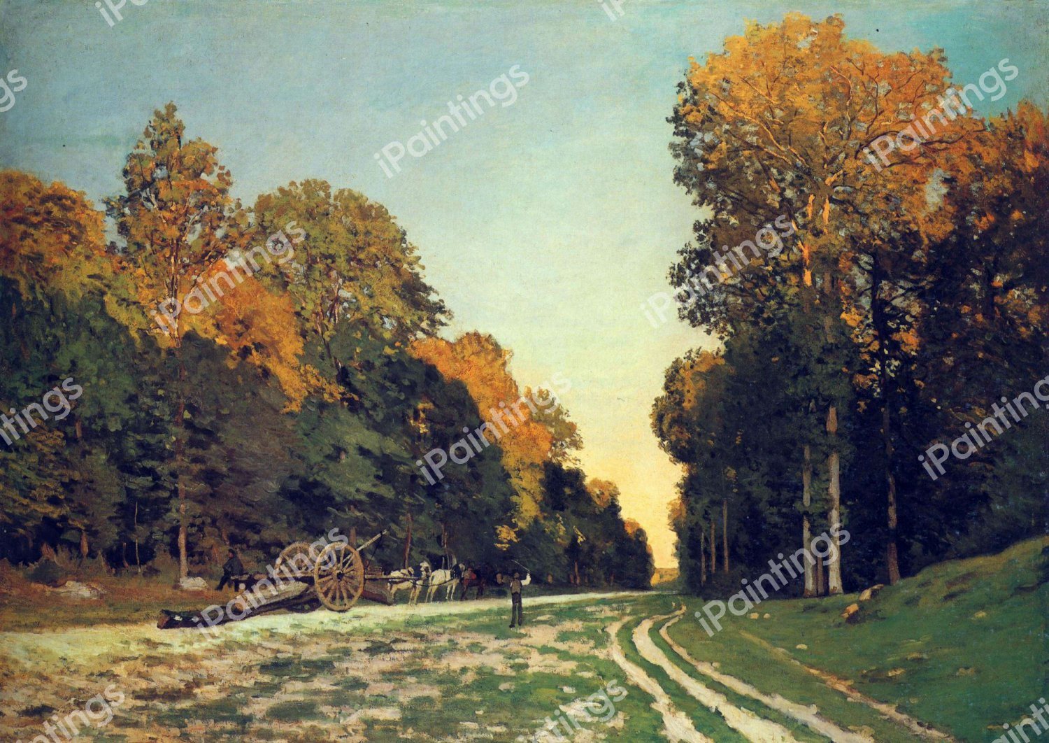 The Road from Chailly to Fontainebleau. The painting by Claude Monet
