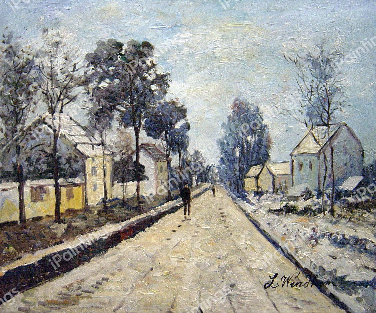 The Road To Louveciennes, The Effect Of Snow. The painting by Claude Monet