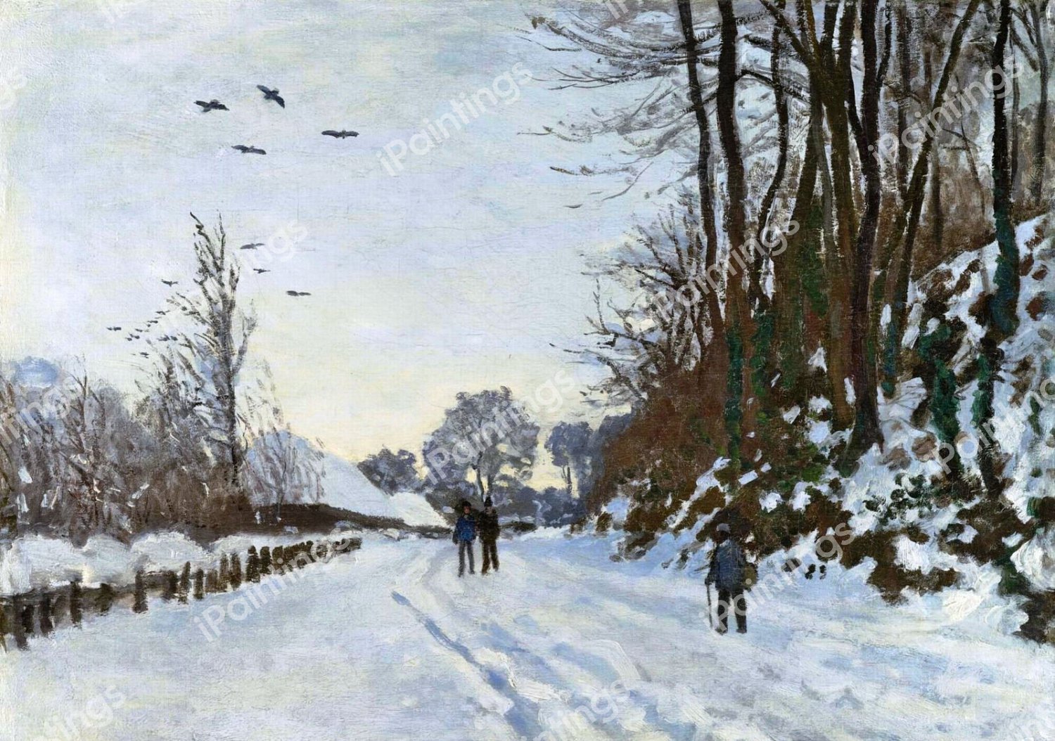 The Road to the Farm of Saint-Simeon in Winter. The painting by Claude Monet