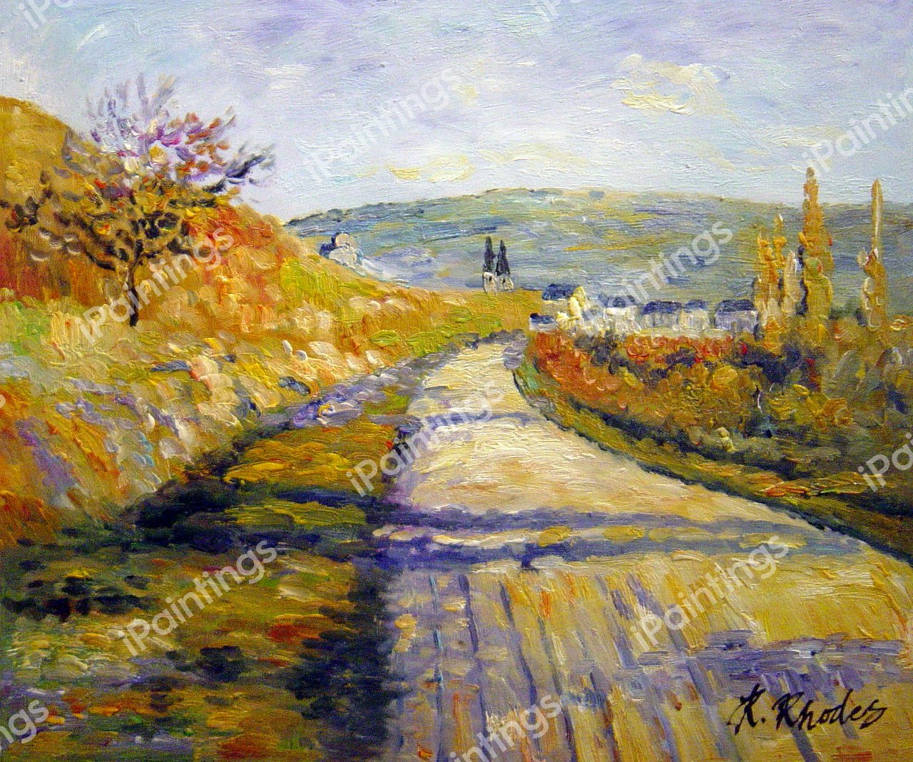 The Road To Vetheuil. The painting by Claude Monet