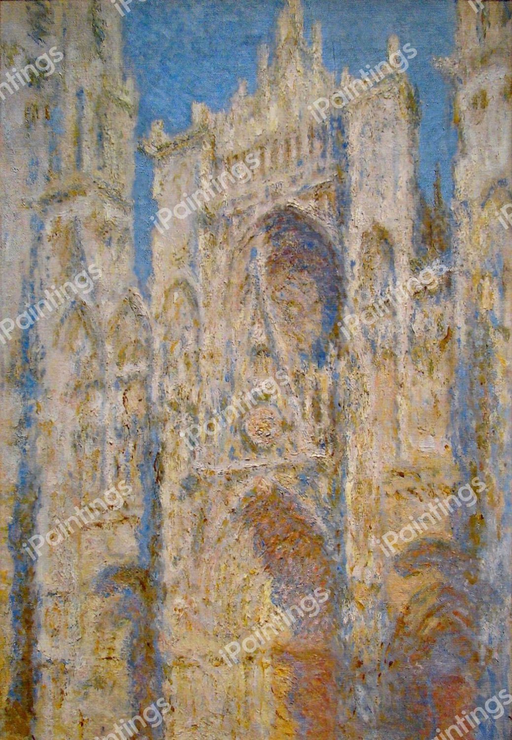 The Rouen Cathedral, West Facade, Sunlight. The painting by Claude Monet