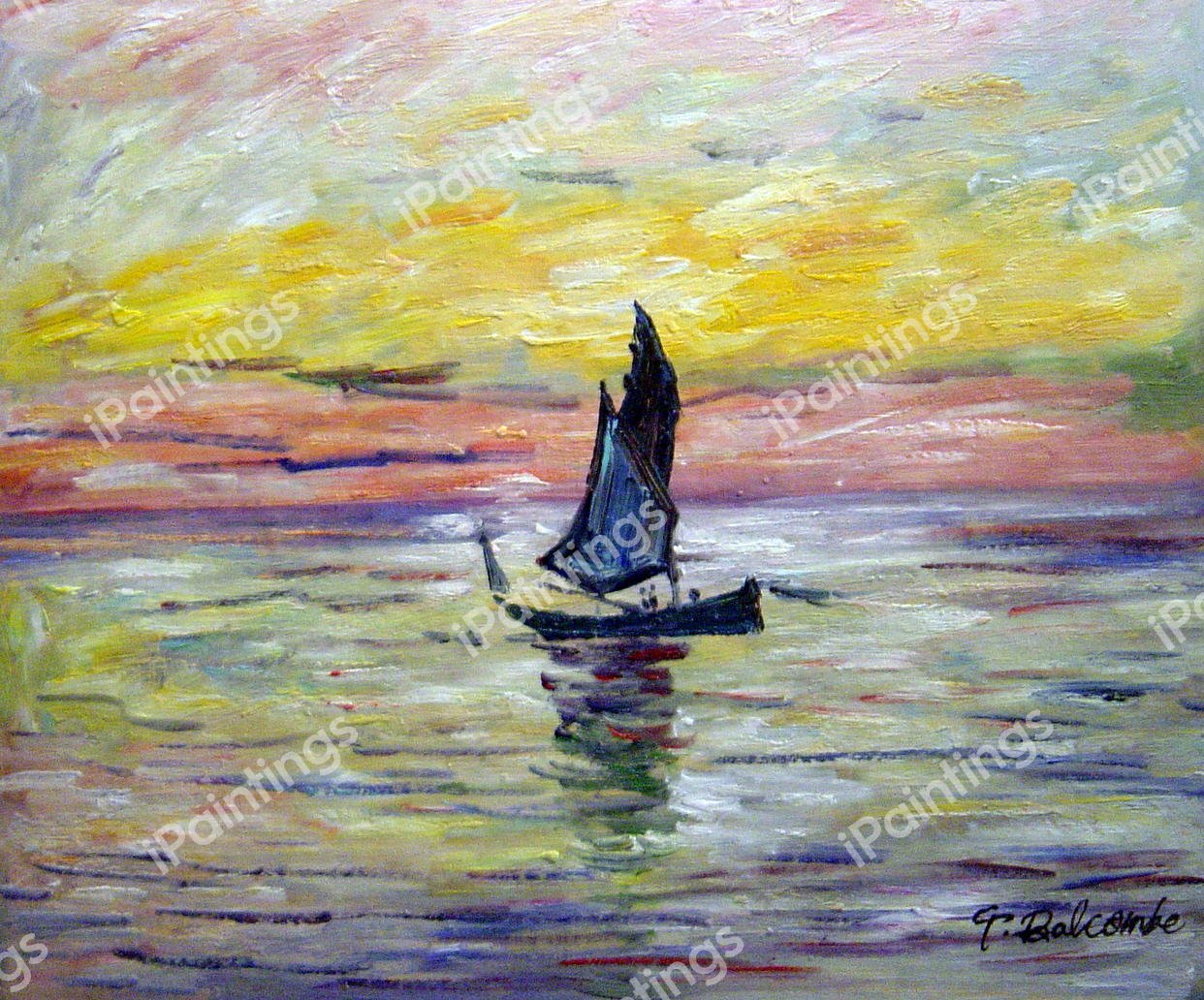 The Sailing Boat, Evening Effect. The painting by Claude Monet