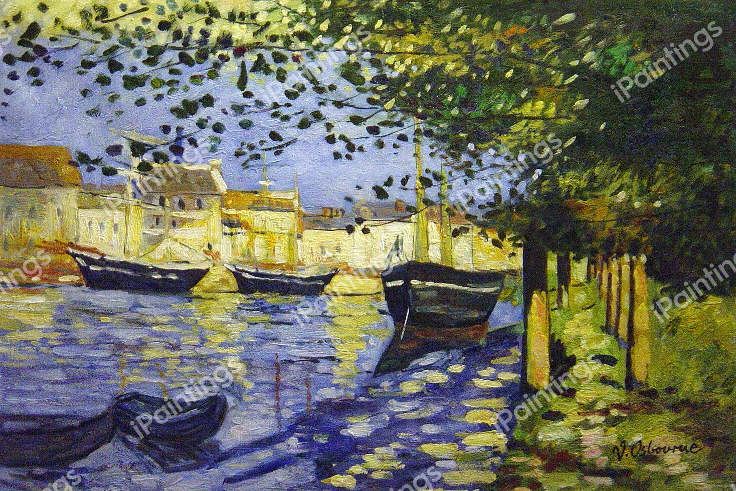 The Seine At Rouen-La Seine A Rouen. The painting by Claude Monet