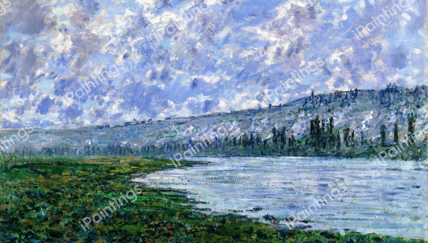 The Seine at Vetheuil. The painting by Claude Monet