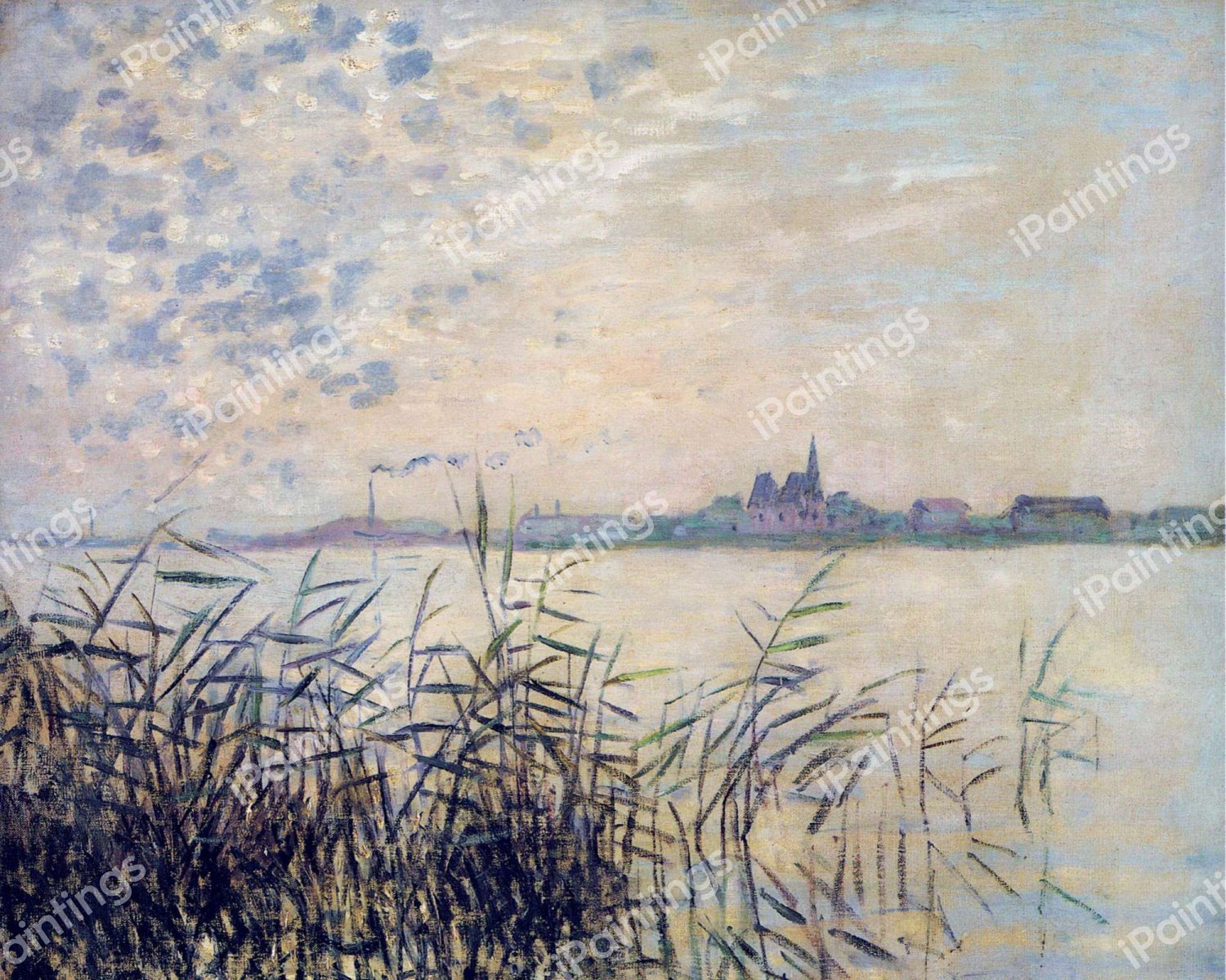 The Seine near Argenteuil. The painting by Claude Monet