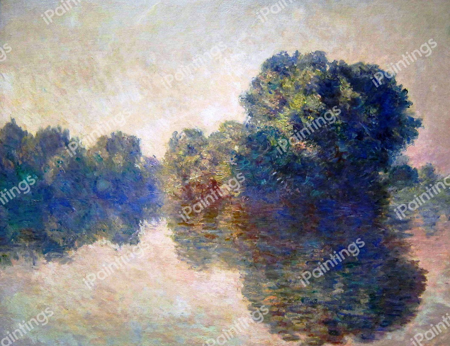 The Seine near Giverny. The painting by Claude Monet