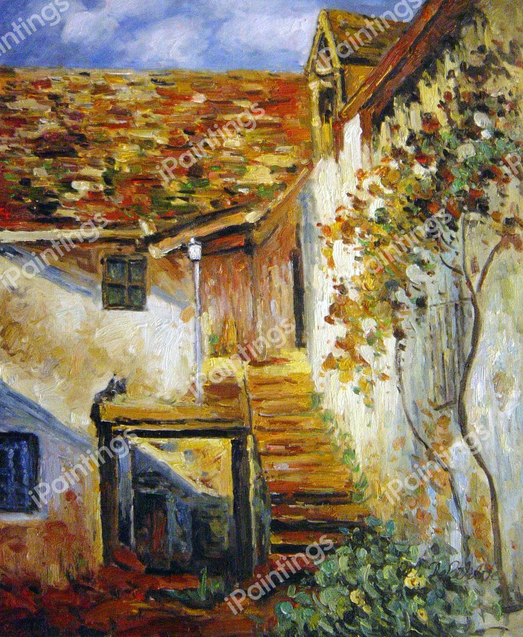 The Stairs. The painting by Claude Monet