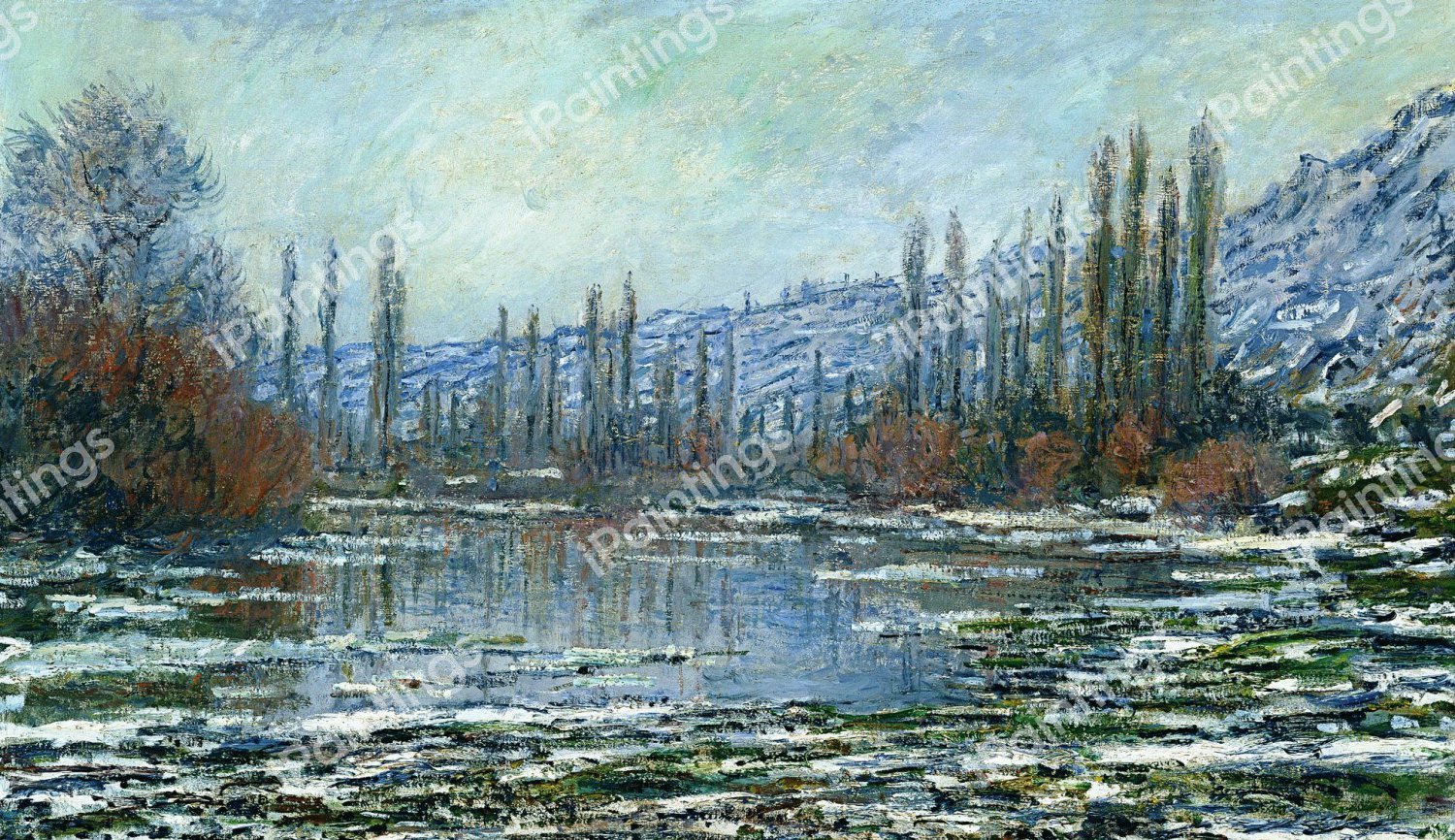 The Thaw at Vetheuil. The painting by Claude Monet