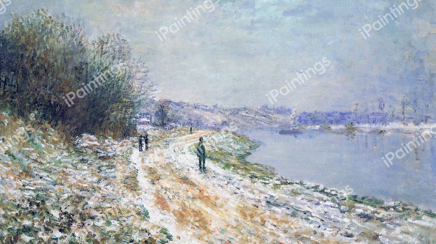 The Tow Path at Argenteuil, Winter. The painting by Claude Monet