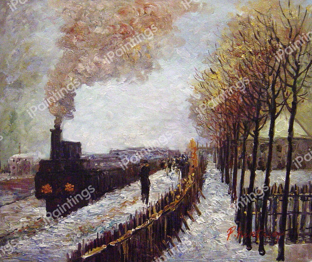 The Train In The Snow. The painting by Claude Monet