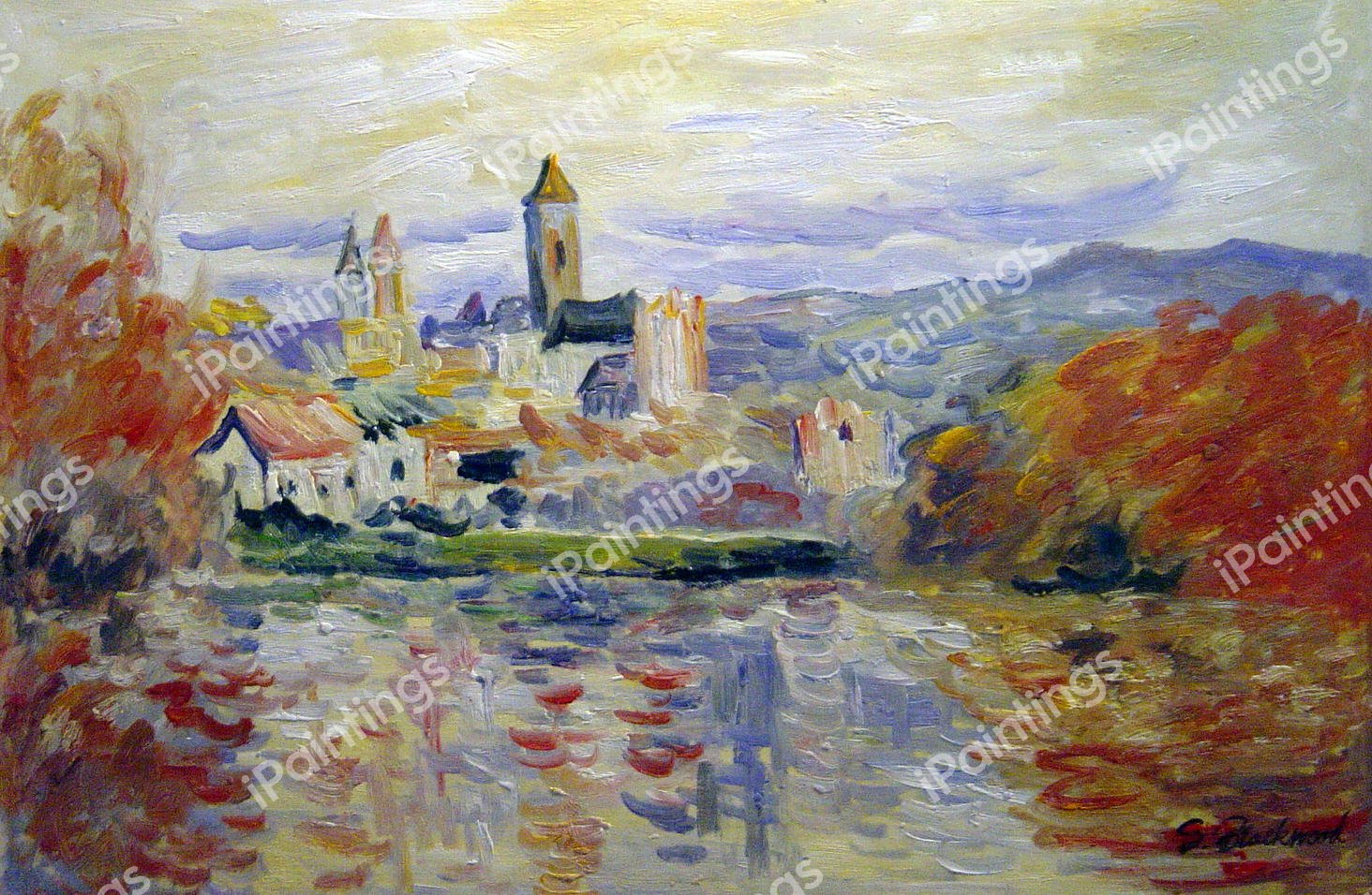 The Village Of Vetheuil. The painting by Claude Monet