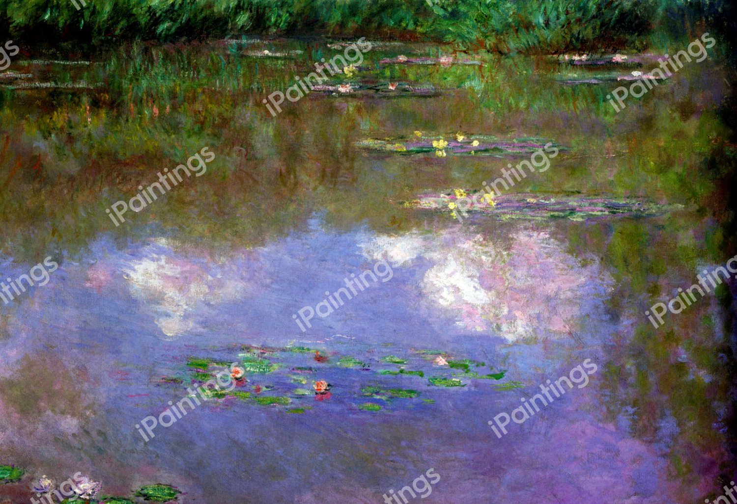 The Water Lilies, Clouds. The painting by Claude Monet