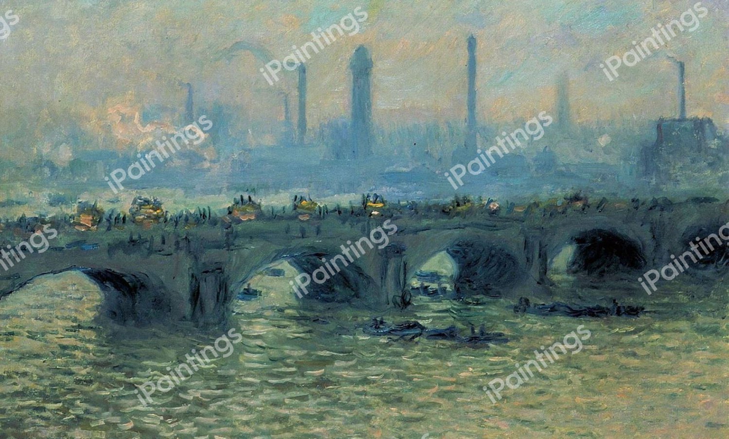 The Waterloo Bridge, Grey Weather. The painting by Claude Monet