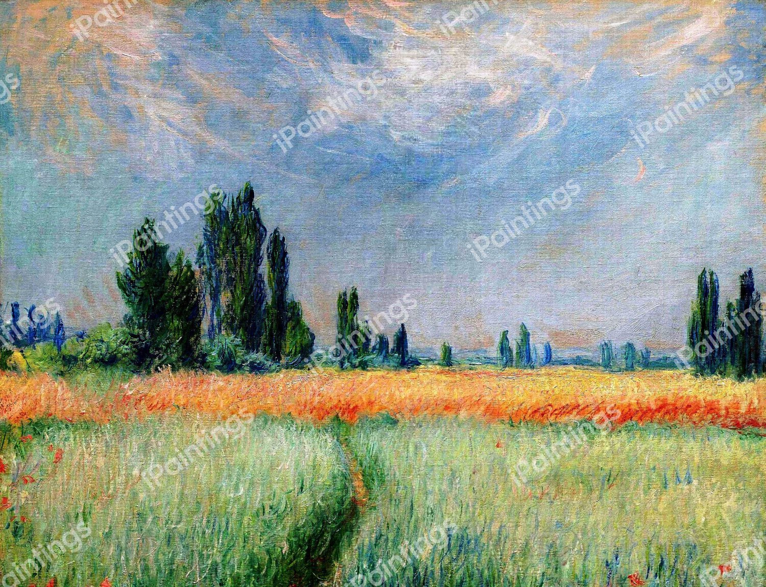 The Wheat Field. The painting by Claude Monet