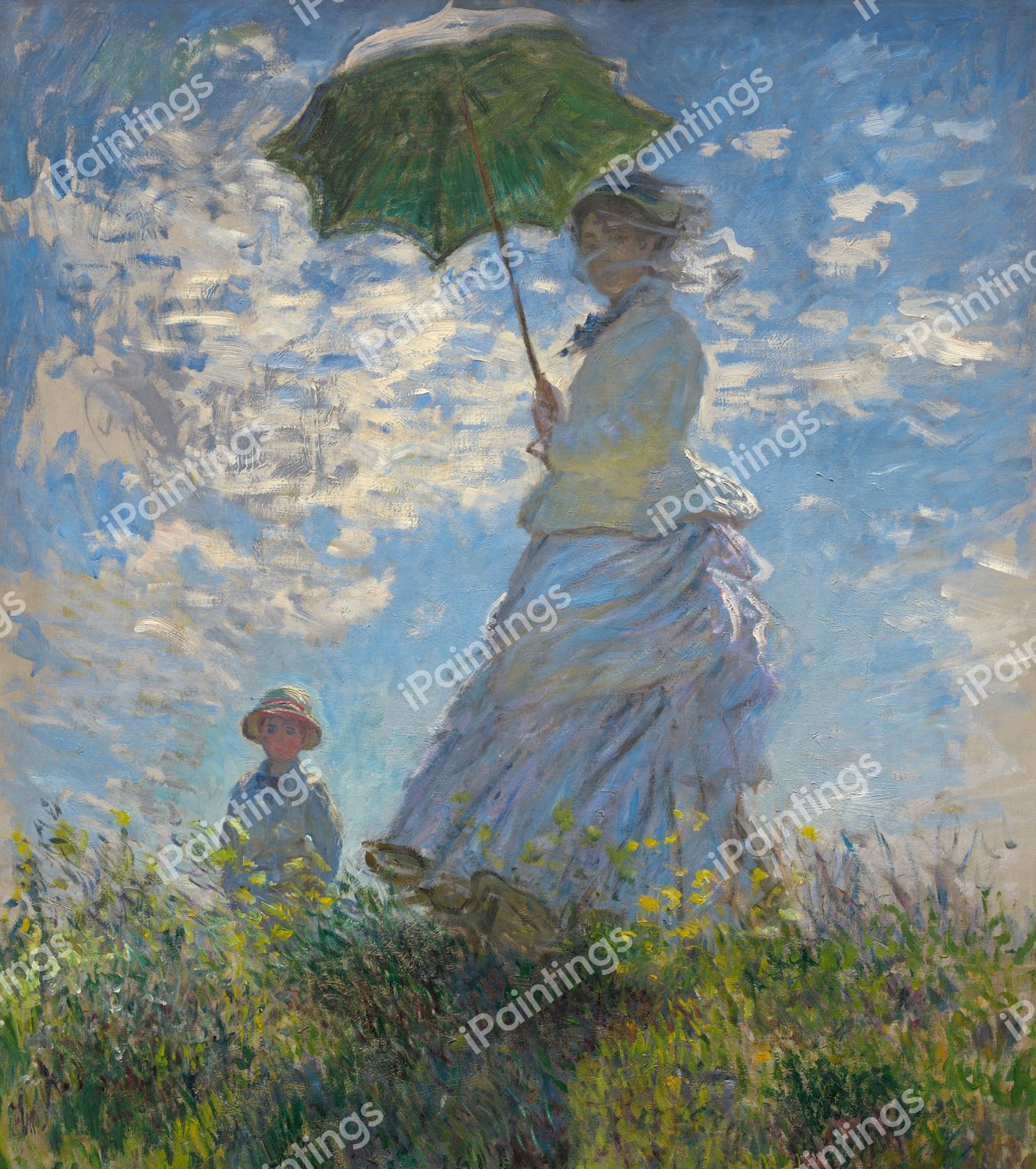 The Woman with a Parasol (Madam Monet and Her Son). The painting by Claude Monet