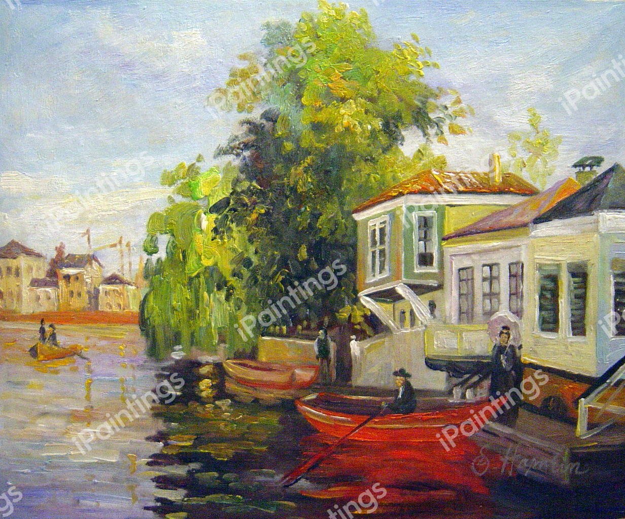 The Zaan at Zaandam. The painting by Claude Monet
