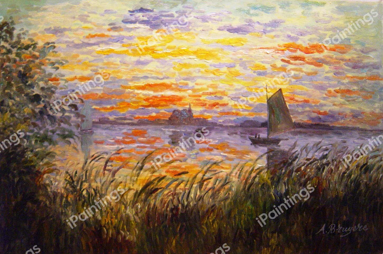 Tramonto A Lavacourt. The painting by Claude Monet