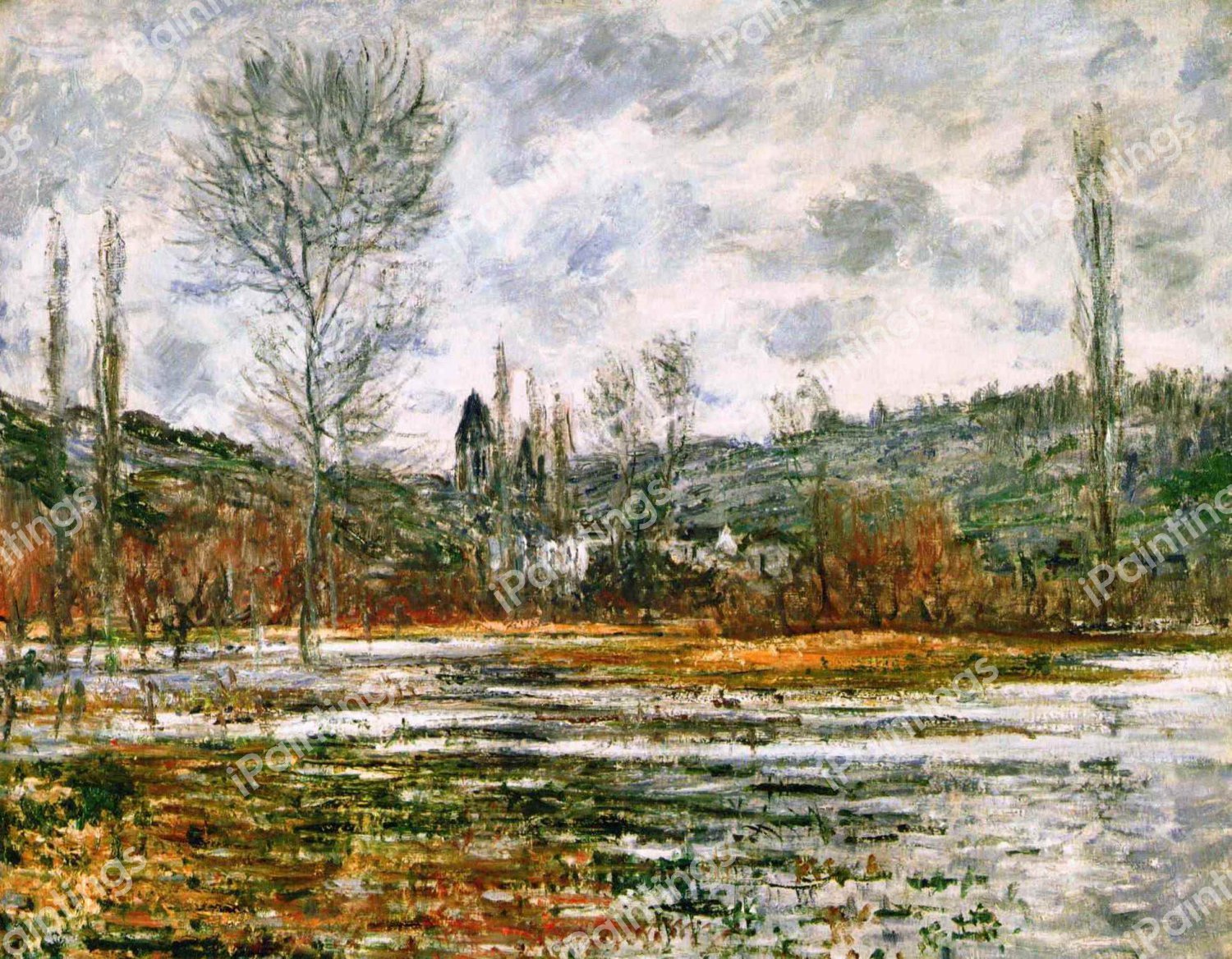 Vetheuil, Prairie Inondee. The painting by Claude Monet