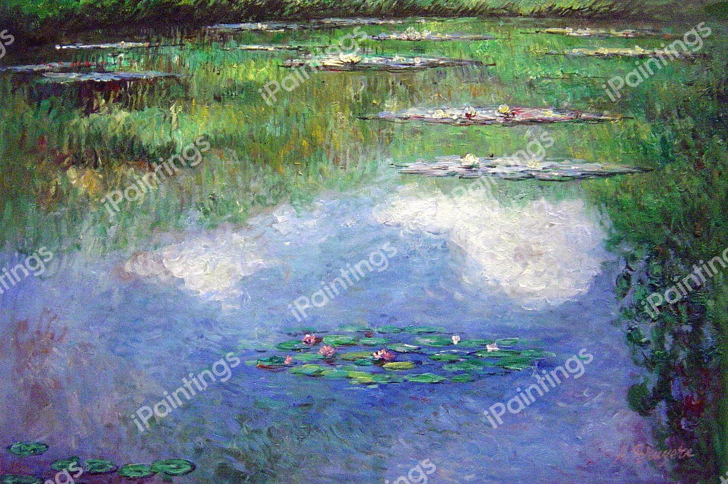 Water-Lilies, The Clouds. The painting by Claude Monet