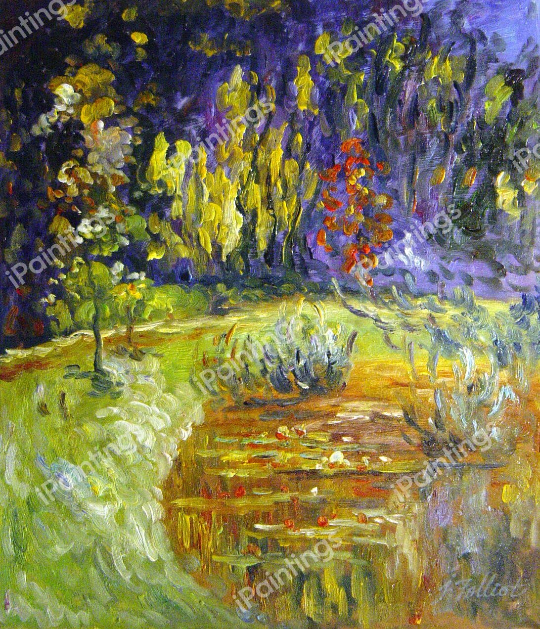 Water-Lily Pond At Giverny. The painting by Claude Monet