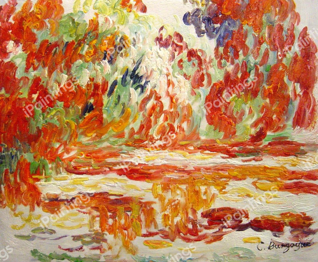 Waterlily Pond. The painting by Claude Monet