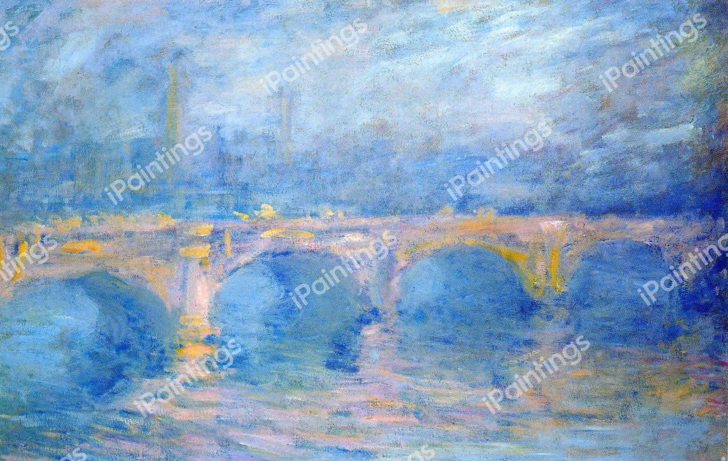 Waterloo Bridge at Sunset Pink Effect. The painting by Claude Monet