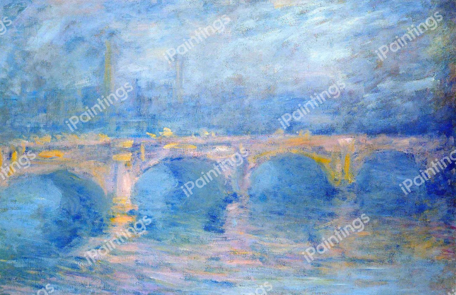 Waterloo Bridge at Sunset, Pink Effect. The painting by Claude Monet