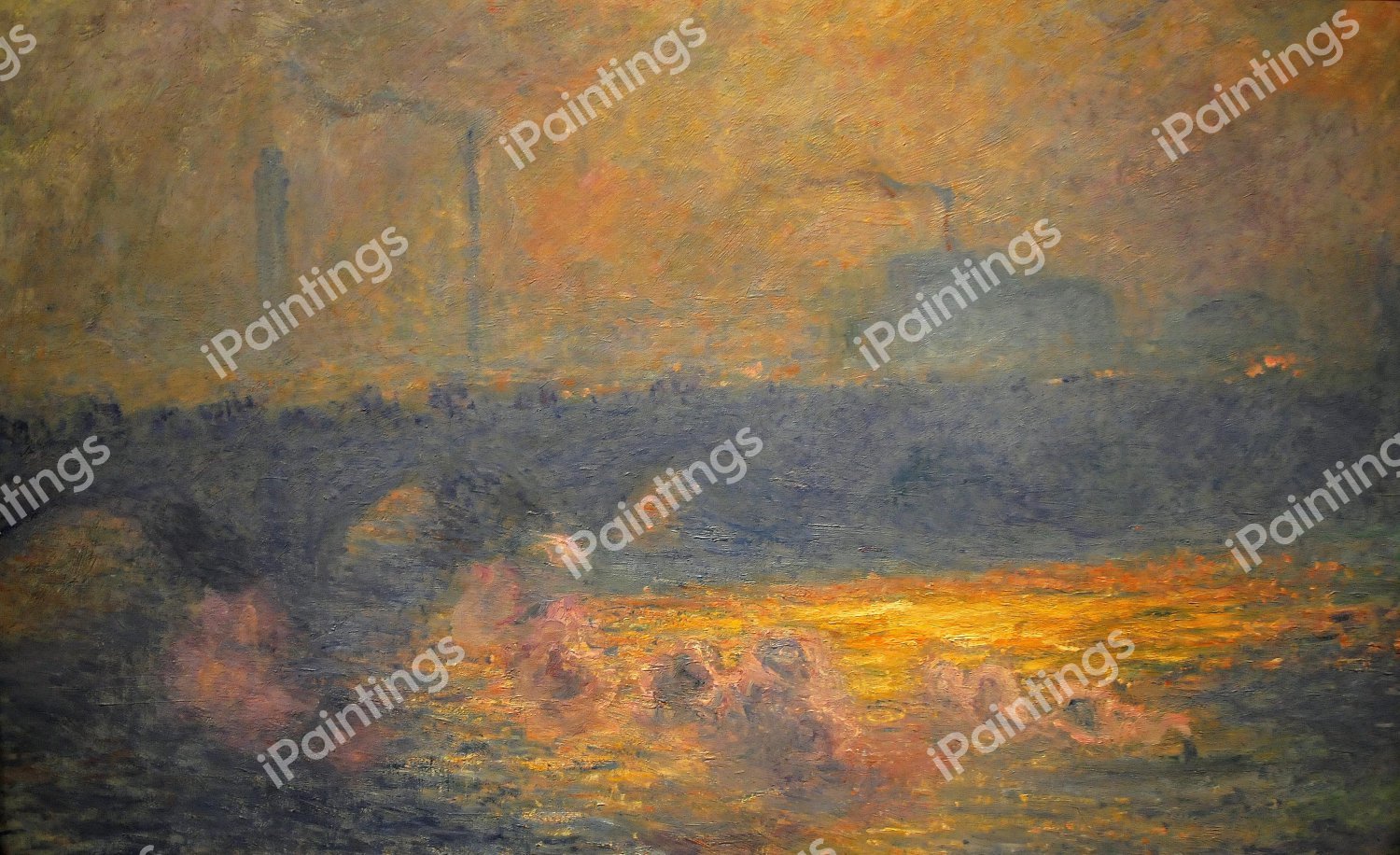 Waterloo Bridge, Sunlight Effect with Smoke. The painting by Claude Monet