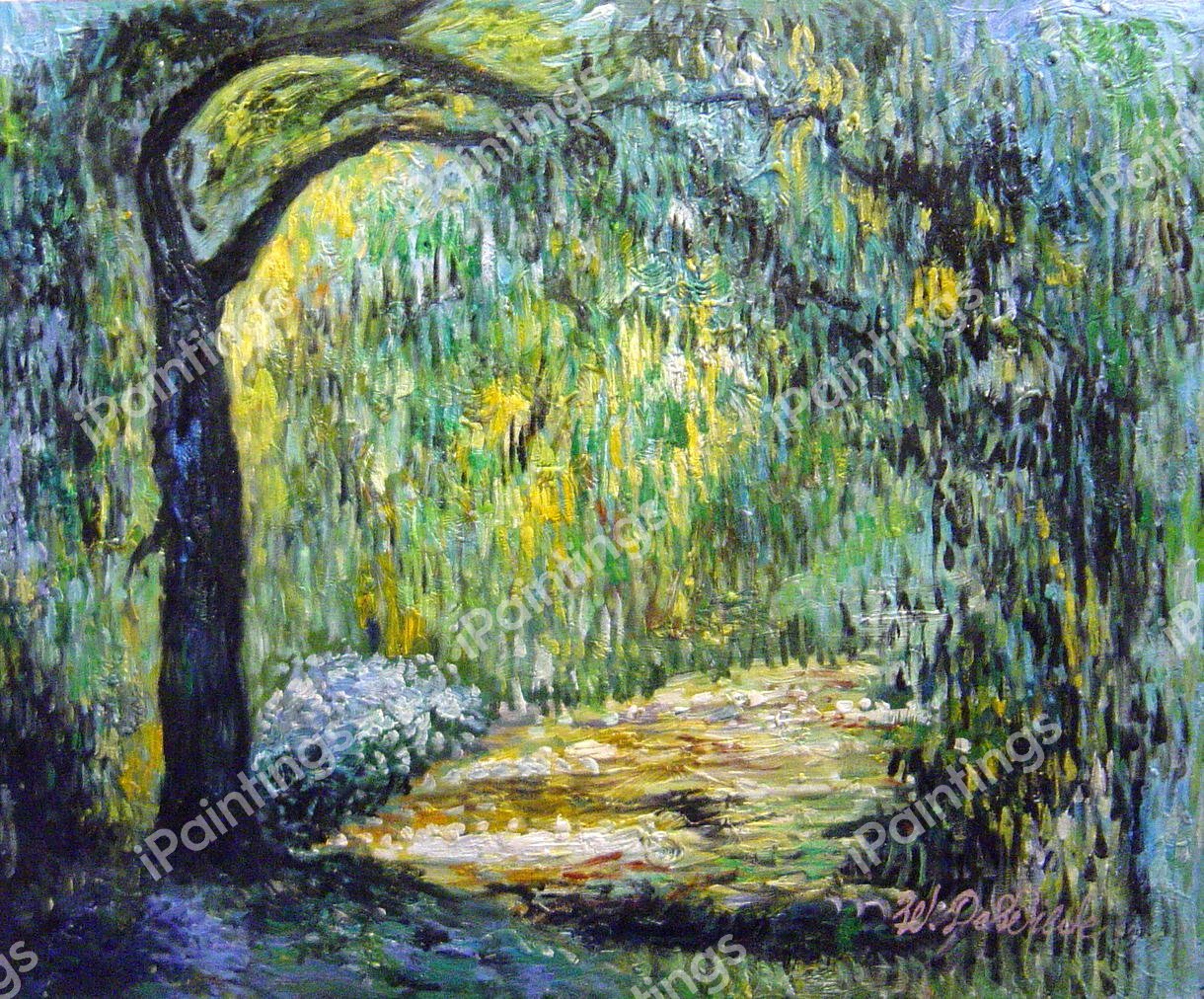 Weeping Willow. The painting by Claude Monet