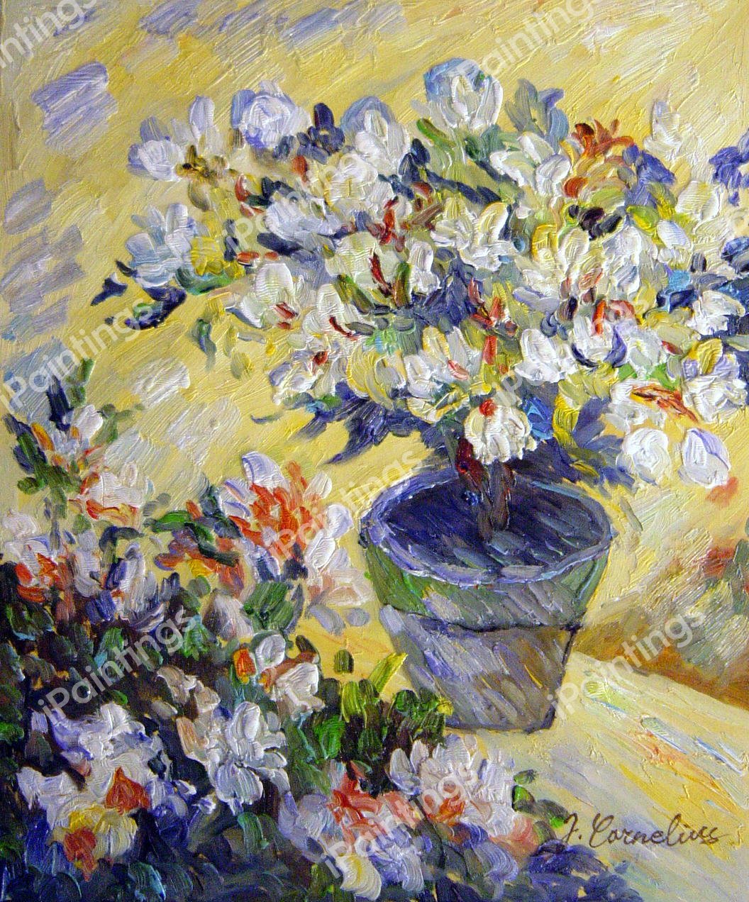 White Azaleas In A Pot. The painting by Claude Monet