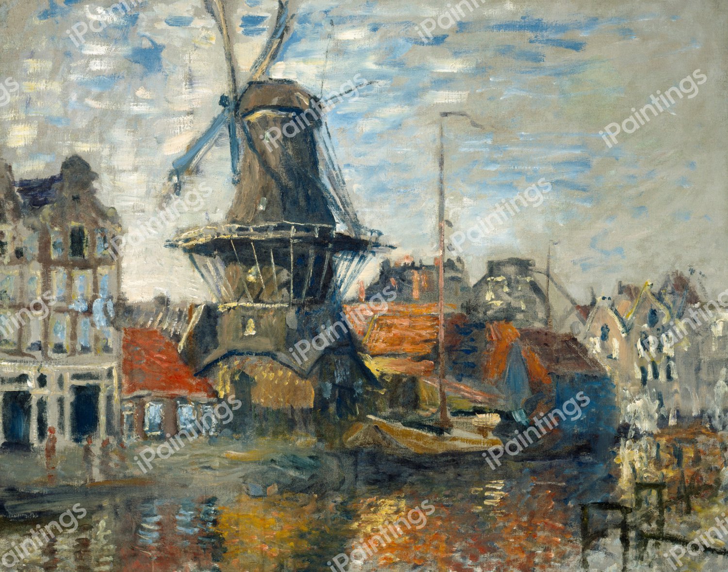 Windmill, Amsterdam. The painting by Claude Monet