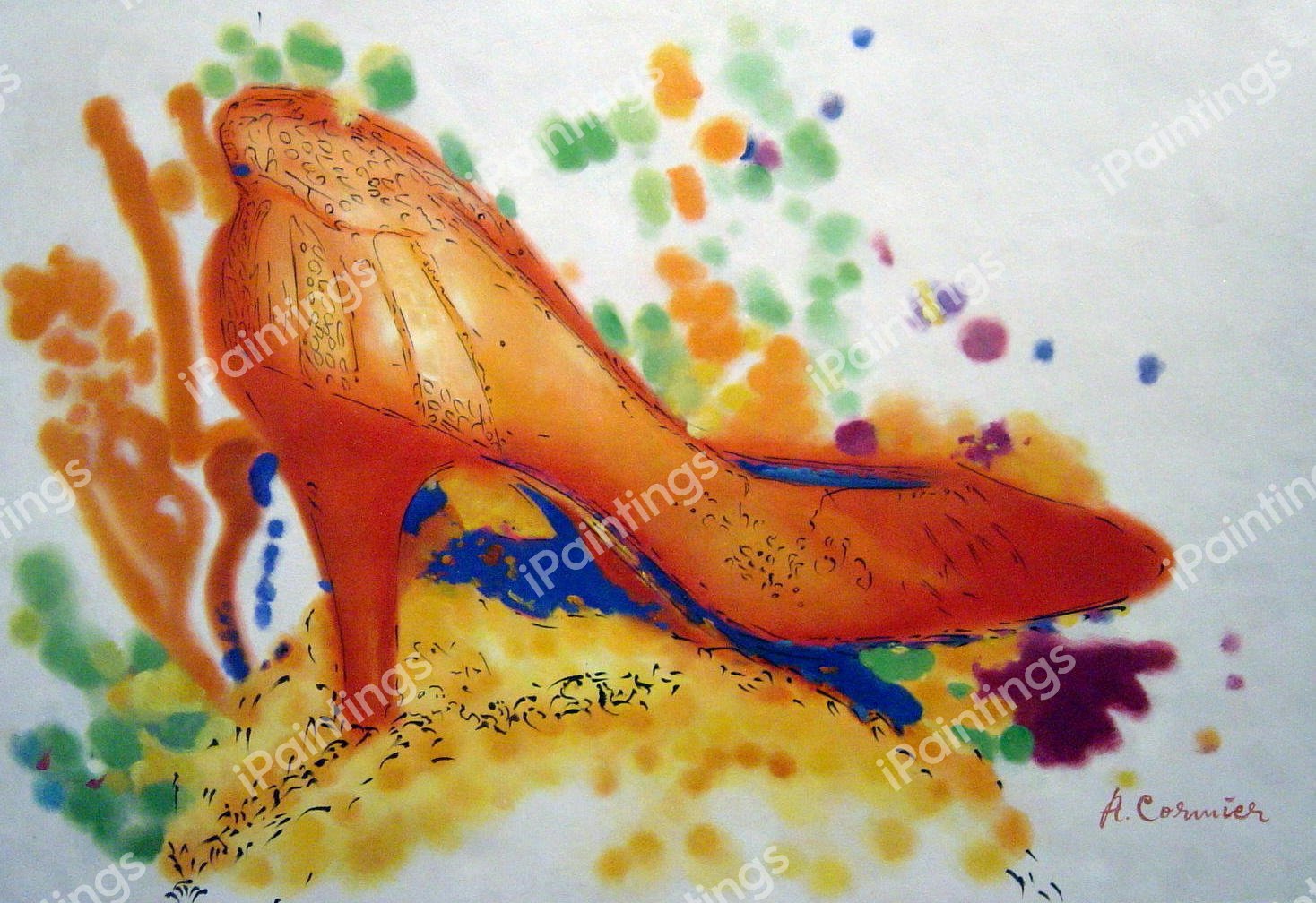 Colorful High Heel Shoe. The painting by Our Originals