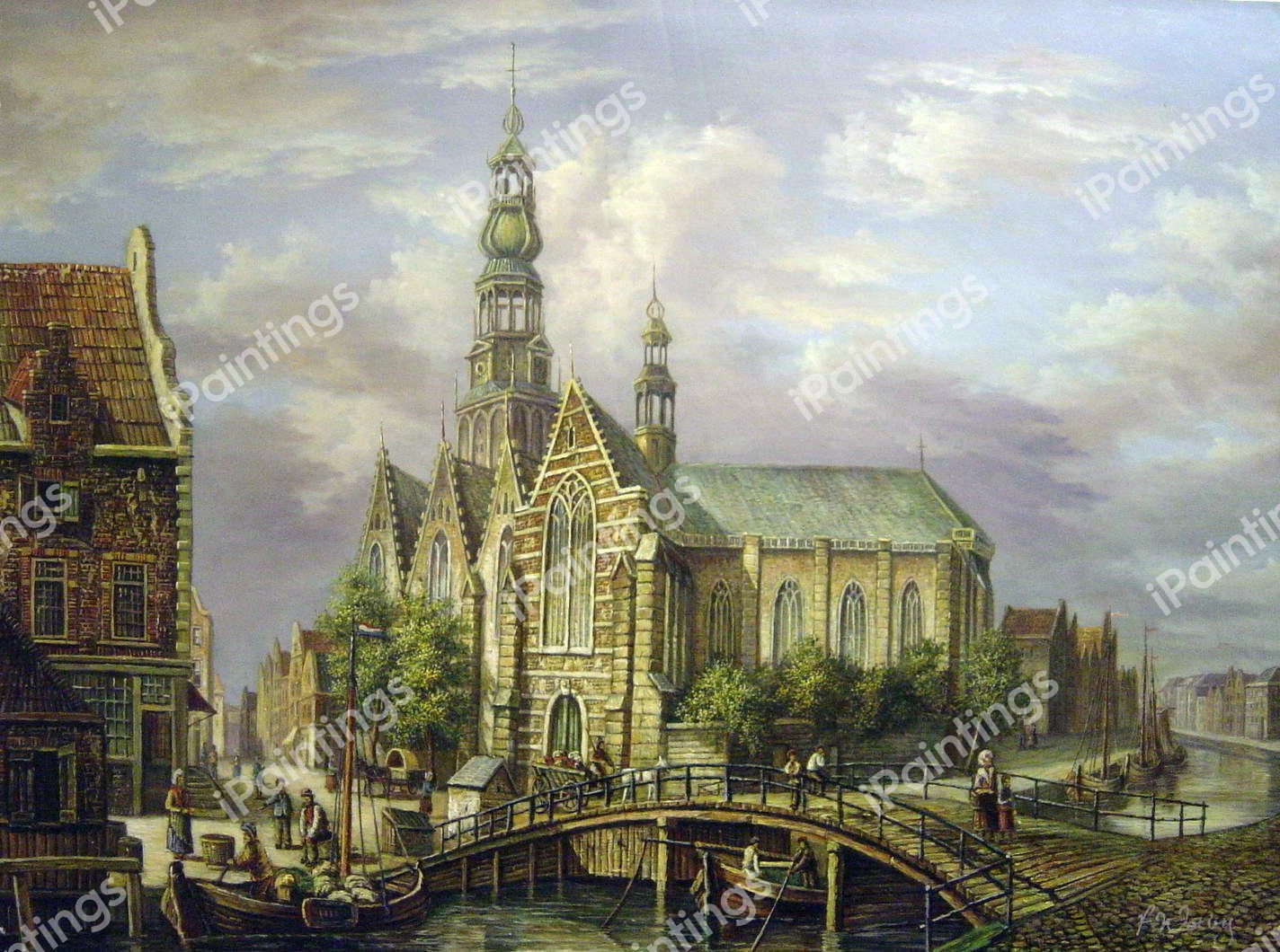 Capriccio View Of Amsterdam. The painting by Cornelis Dommelshuizen