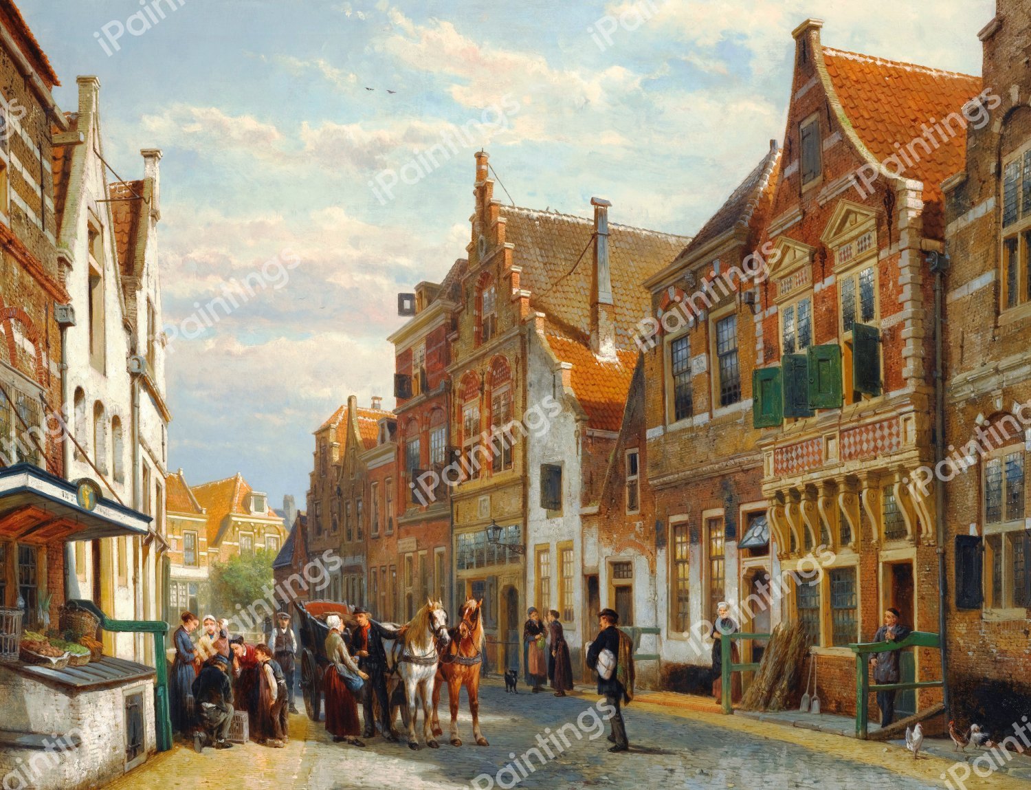 The Wijdstraat, Oudewater in Summer. The painting by Cornelis Springer