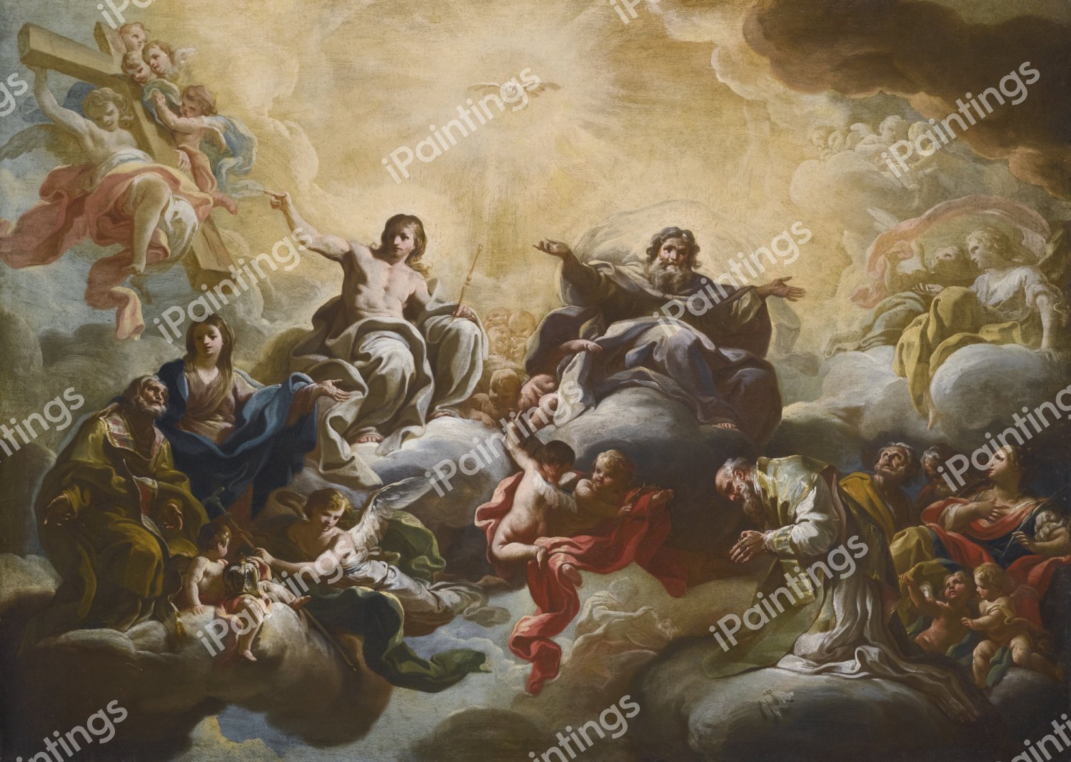 The Virgin Presenting Saint Nicholas to the Holy Trinity. The painting by Corrado Giaquinto