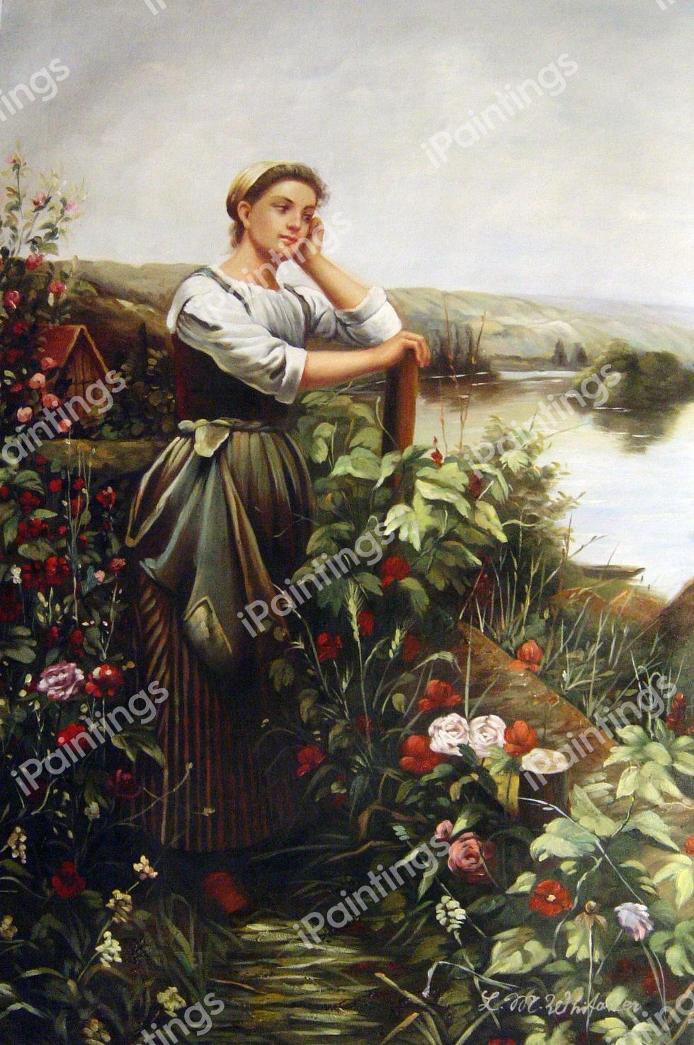 A Pensive Moment. The painting by Daniel Ridgway Knight