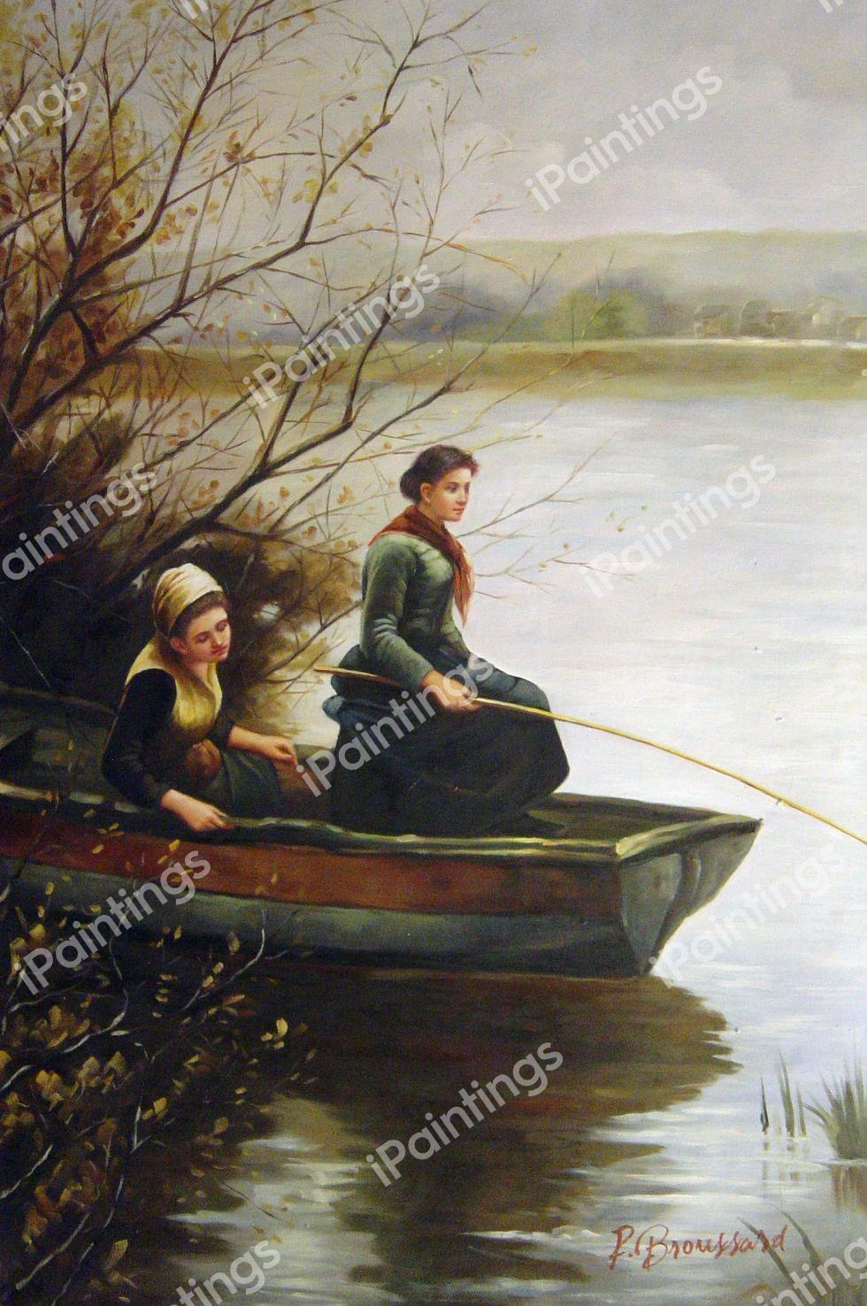Boat Fishing. The painting by Daniel Ridgway Knight