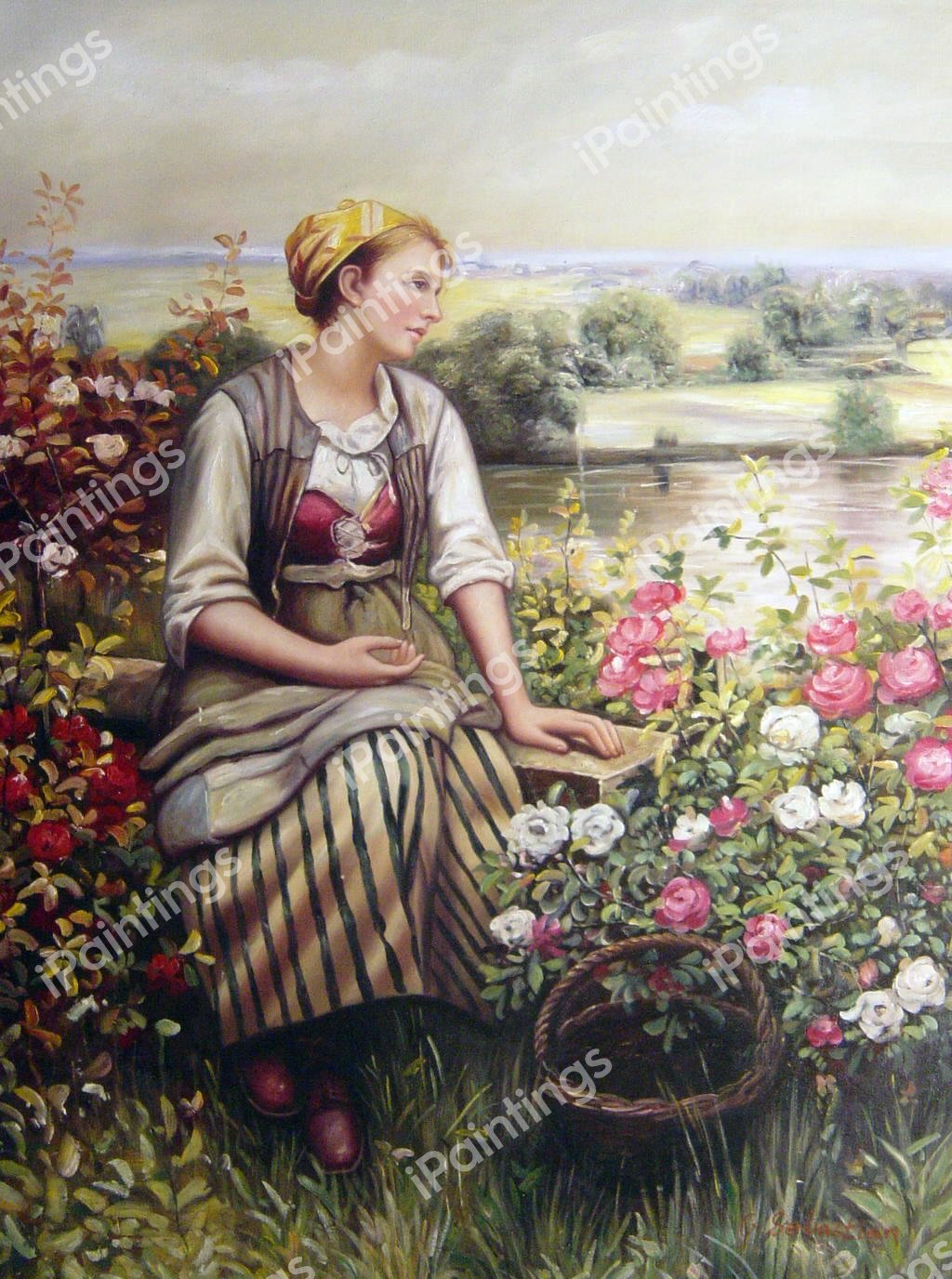 Daydreaming. The painting by Daniel Ridgway Knight