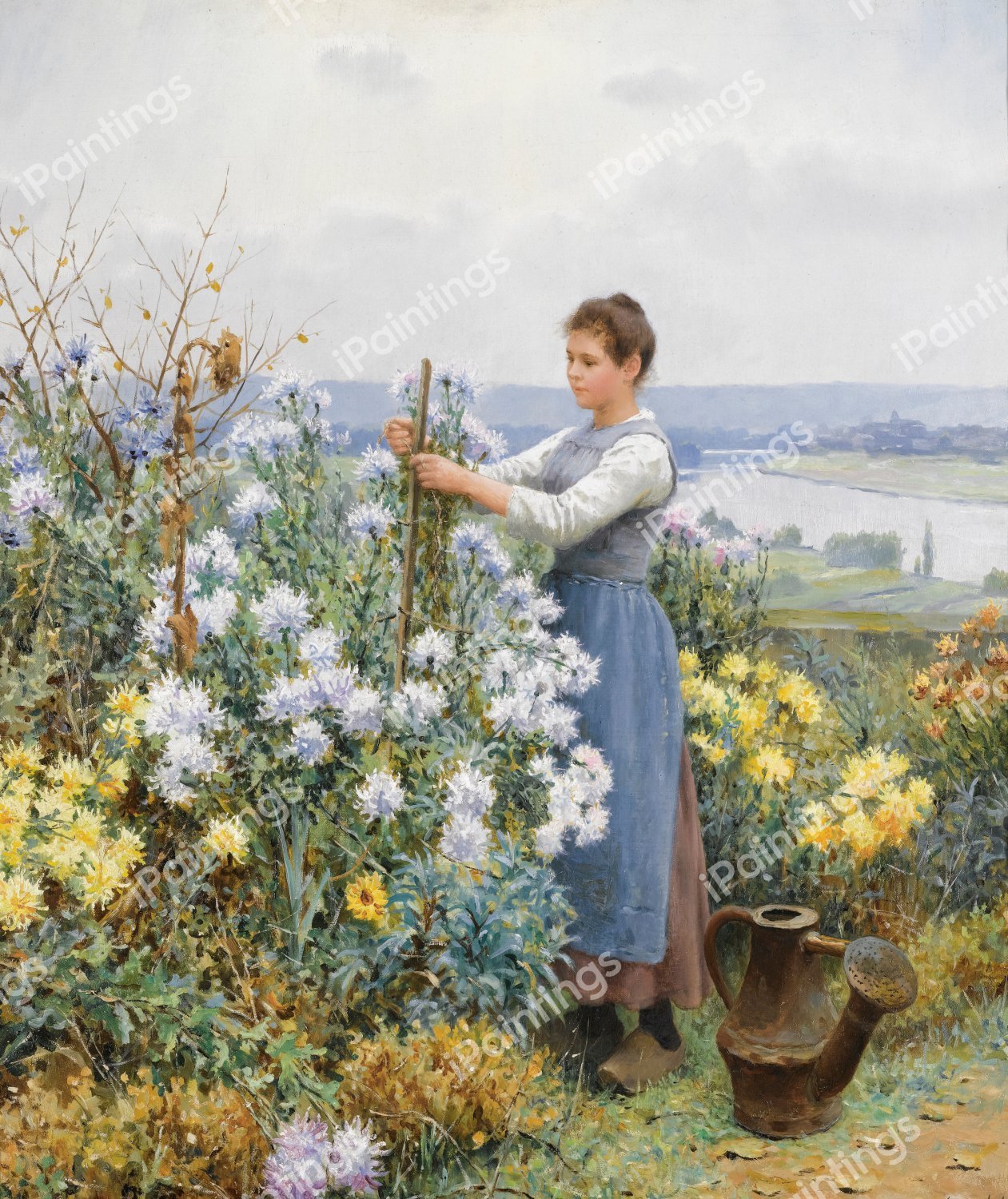 Flowers. The painting by Daniel Ridgway Knight
