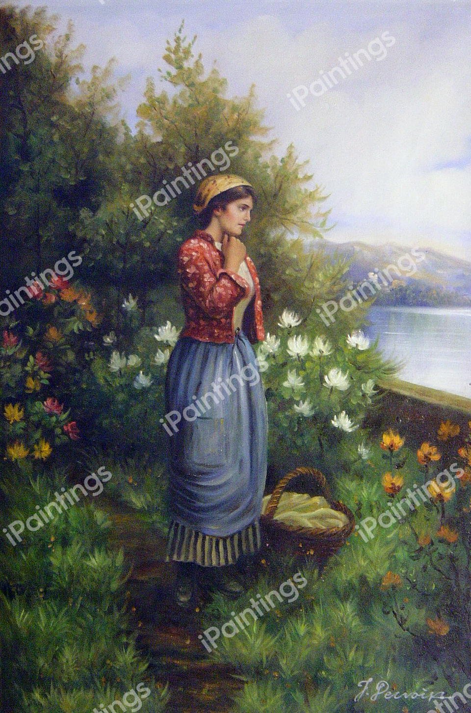Julia On The Terrace. The painting by Daniel Ridgway Knight