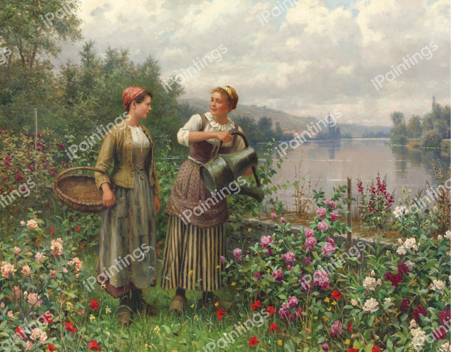 Madeleine and Maria on the Terrace. The painting by Daniel Ridgway Knight