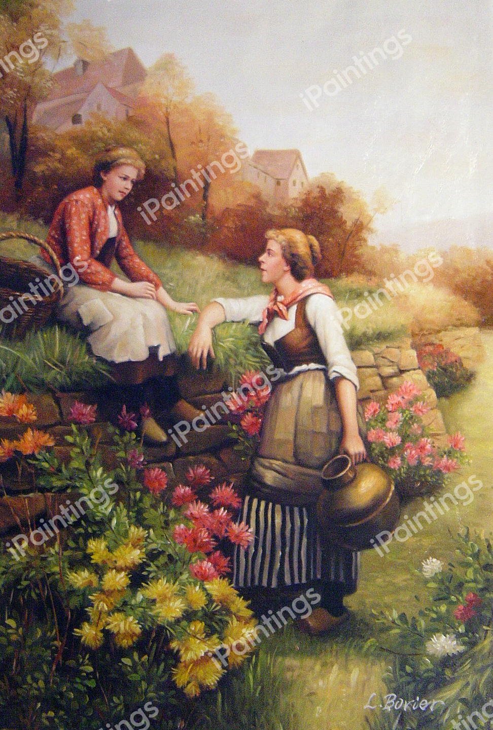 Marie and Diane. The painting by Daniel Ridgway Knight