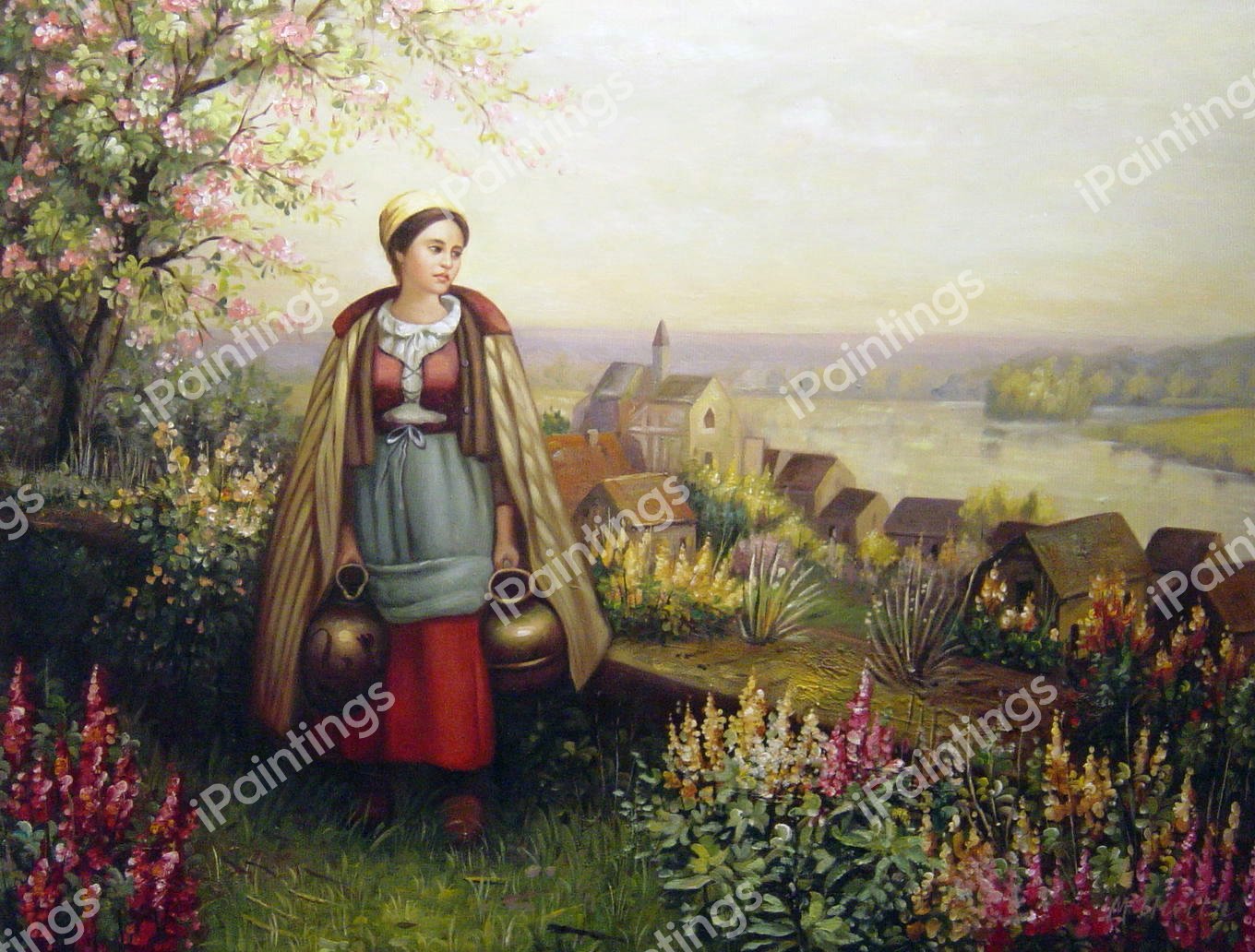 Springtime. The painting by Daniel Ridgway Knight