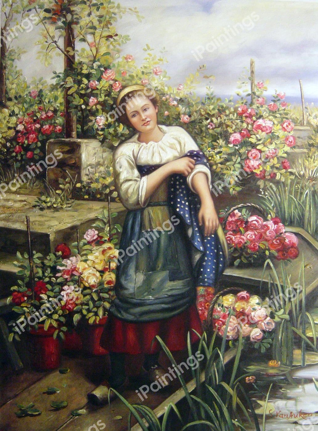 The Flower Boat. The painting by Daniel Ridgway Knight