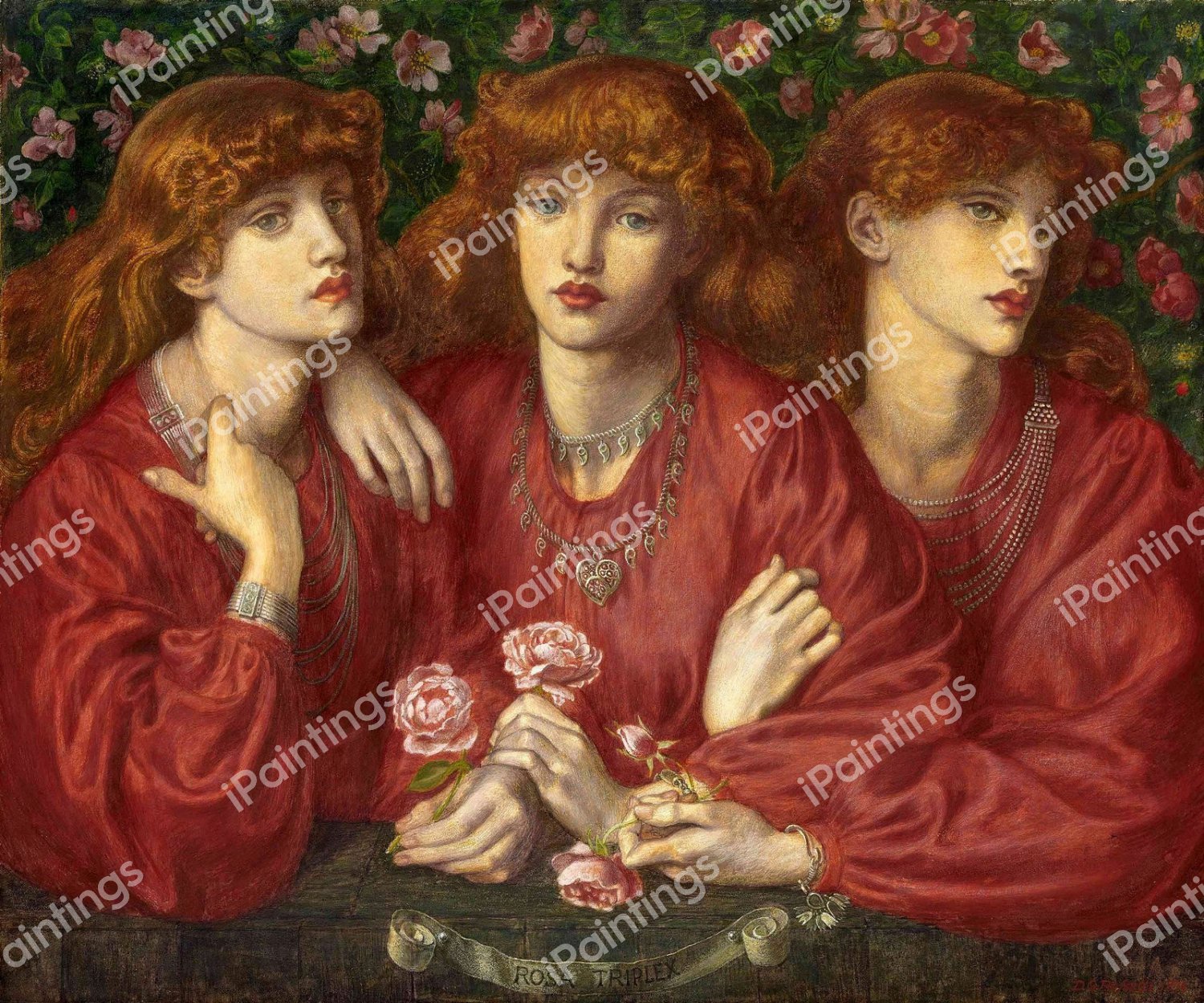 A Triple Portrait of May Morris. The painting by Dante Gabriel Rossetti