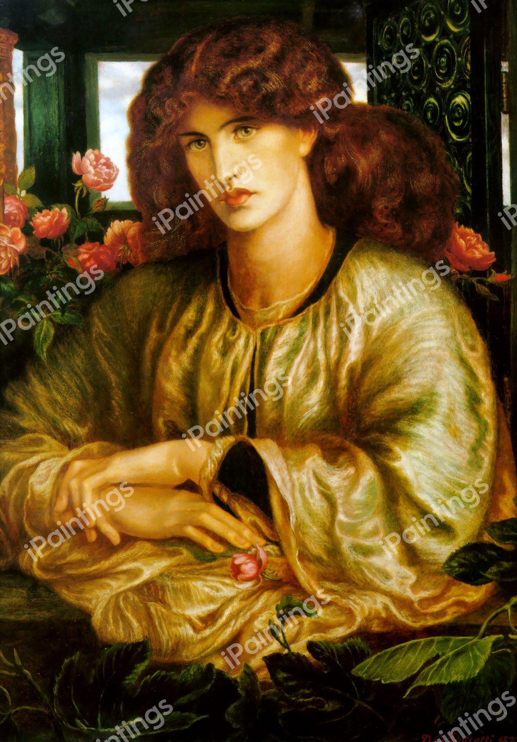 The Lady of the Window (La Donna della Finestra). The painting by Dante Gabriel Rossetti