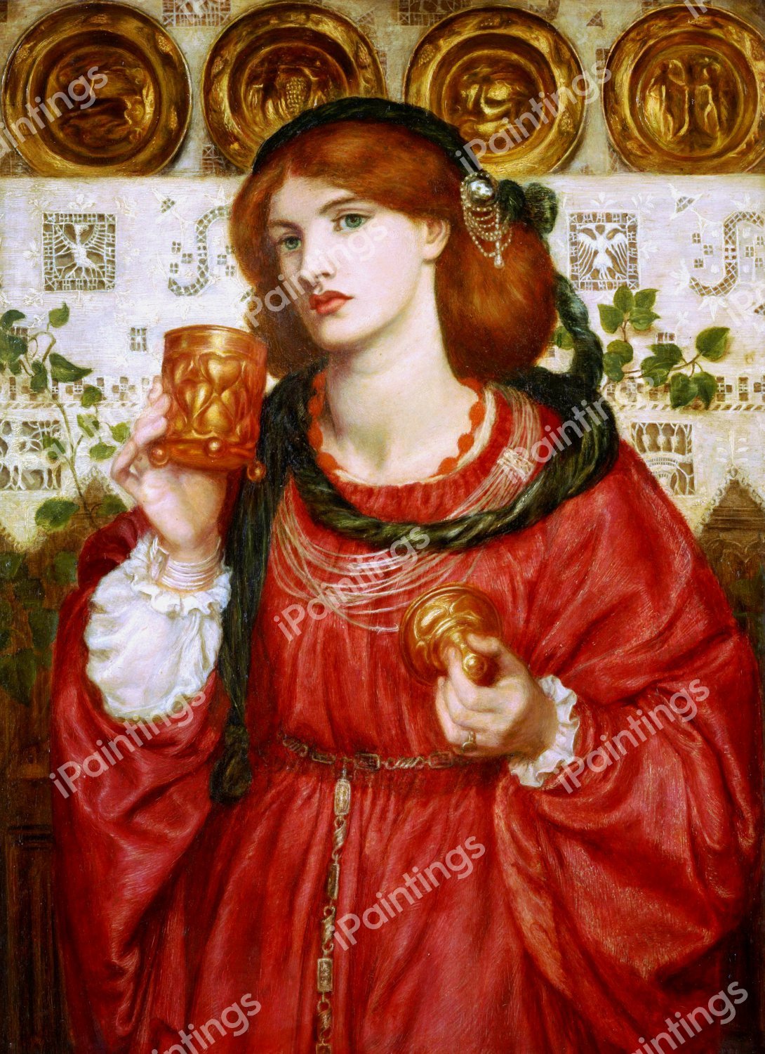 The Loving Cup. The painting by Dante Gabriel Rossetti