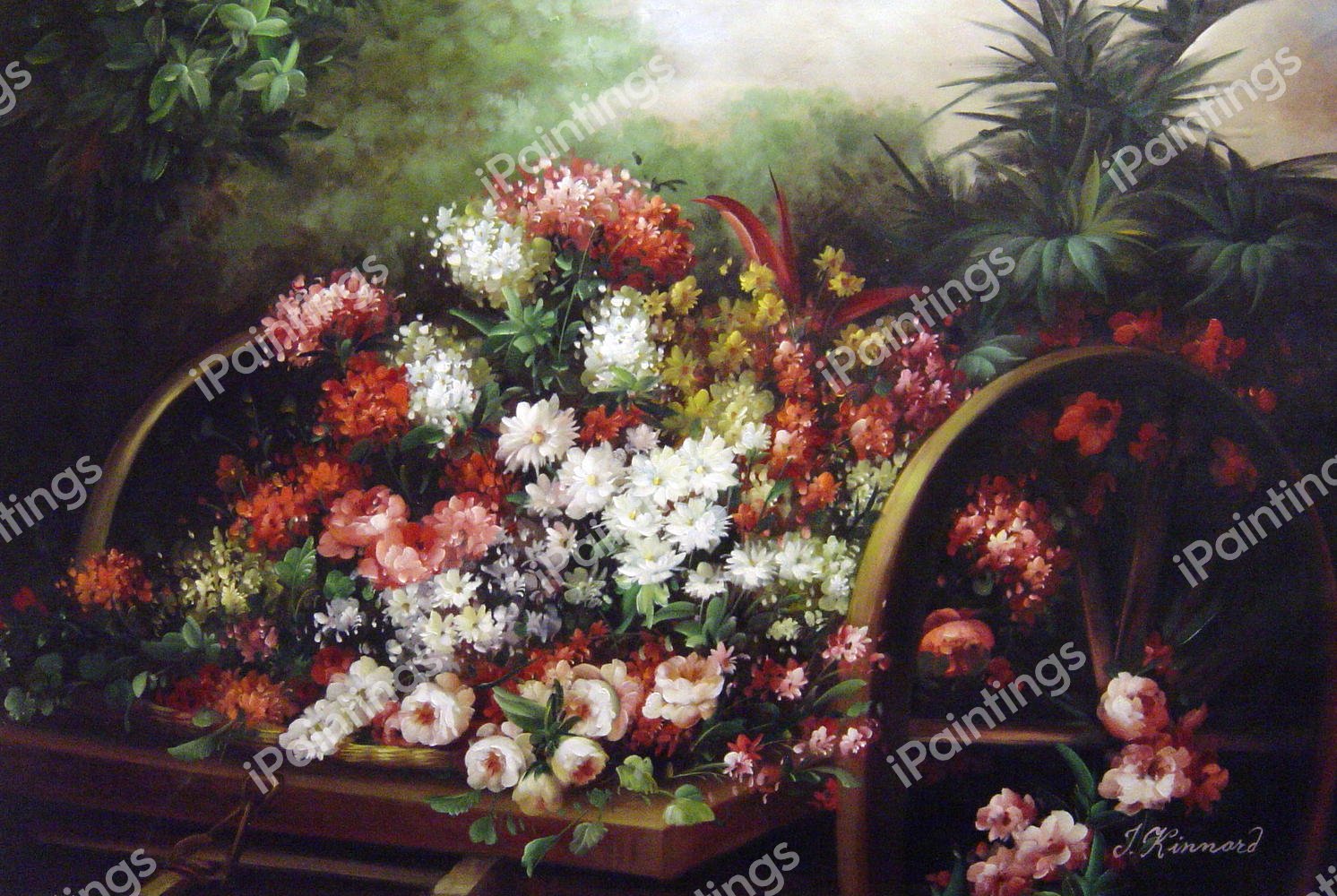 A Cart Of Flowers. The painting by Desire De Keghel