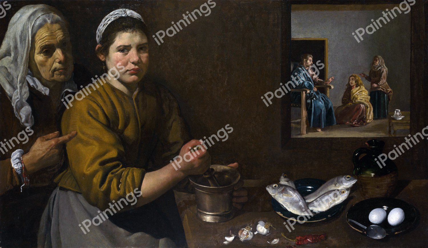 Christ in the House of Martha and Mary. The painting by Diego Velazquez
